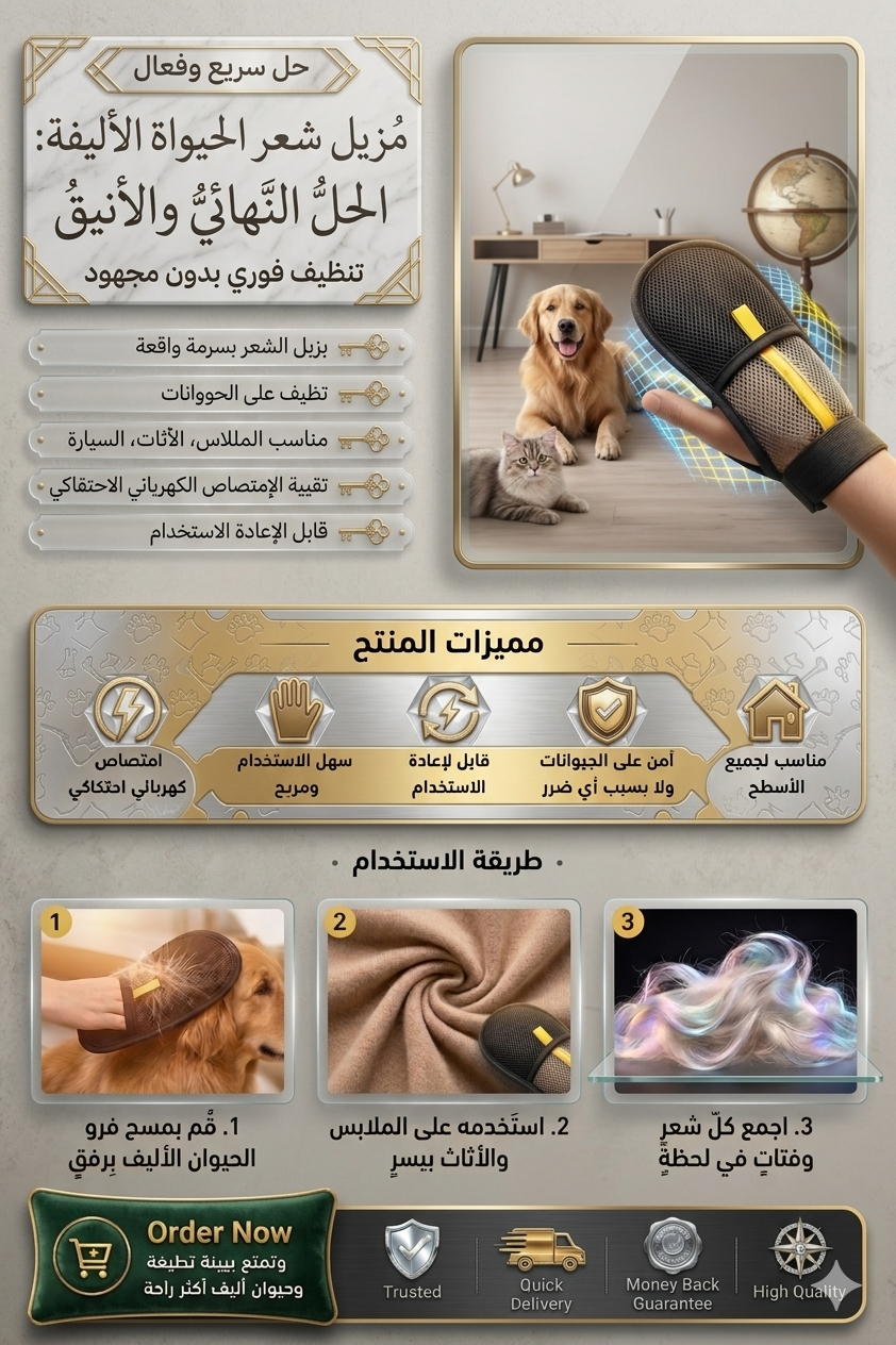 قفاز إزالة شعر الحيوانات – الحل النهائي والسريع للتخلص من الشعر في كل مكان